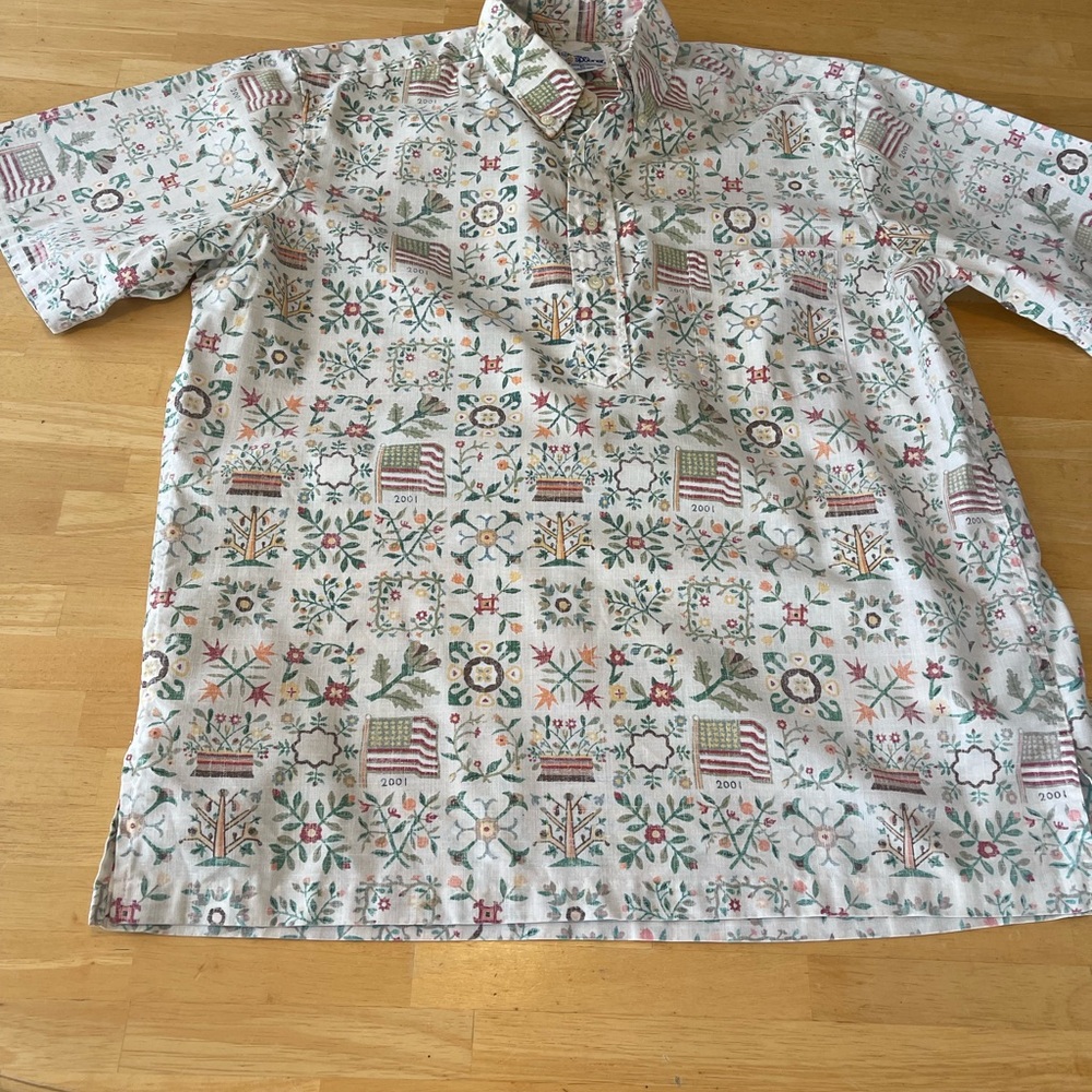 Reyn Spooner Hawaiian Shirt Large Patriotic American Flag 2001 Commemorative